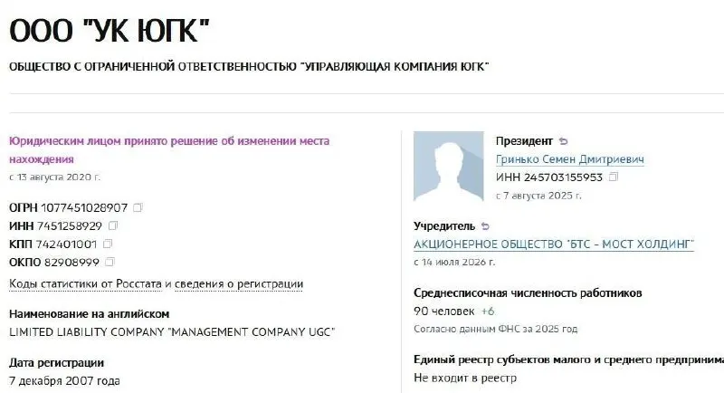 Управляющая компания холдинга перешла под управление АО «БТС‑Мост Холдинг». Пакет акций, национализированный год назад, продали на аукционе за 93,16 млрд рублей.