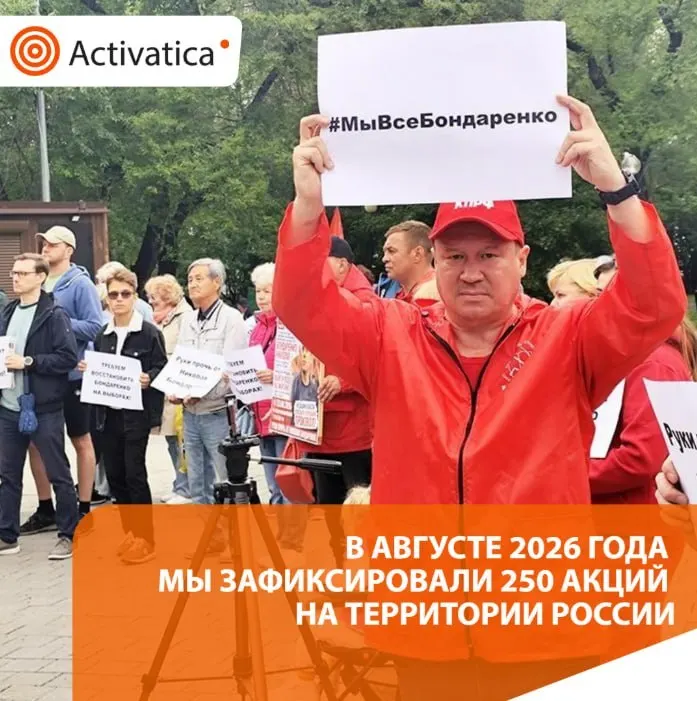 В августе 2026 года по всей России зафиксировано 250 протестных акций, тема выборов и антивоенная повестка переплелись, усилились задержания и политическая активность.